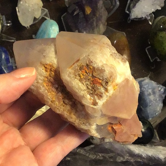 Rare double crystal double terminated candle quartz w hematite elestial - Picture 4 of 16